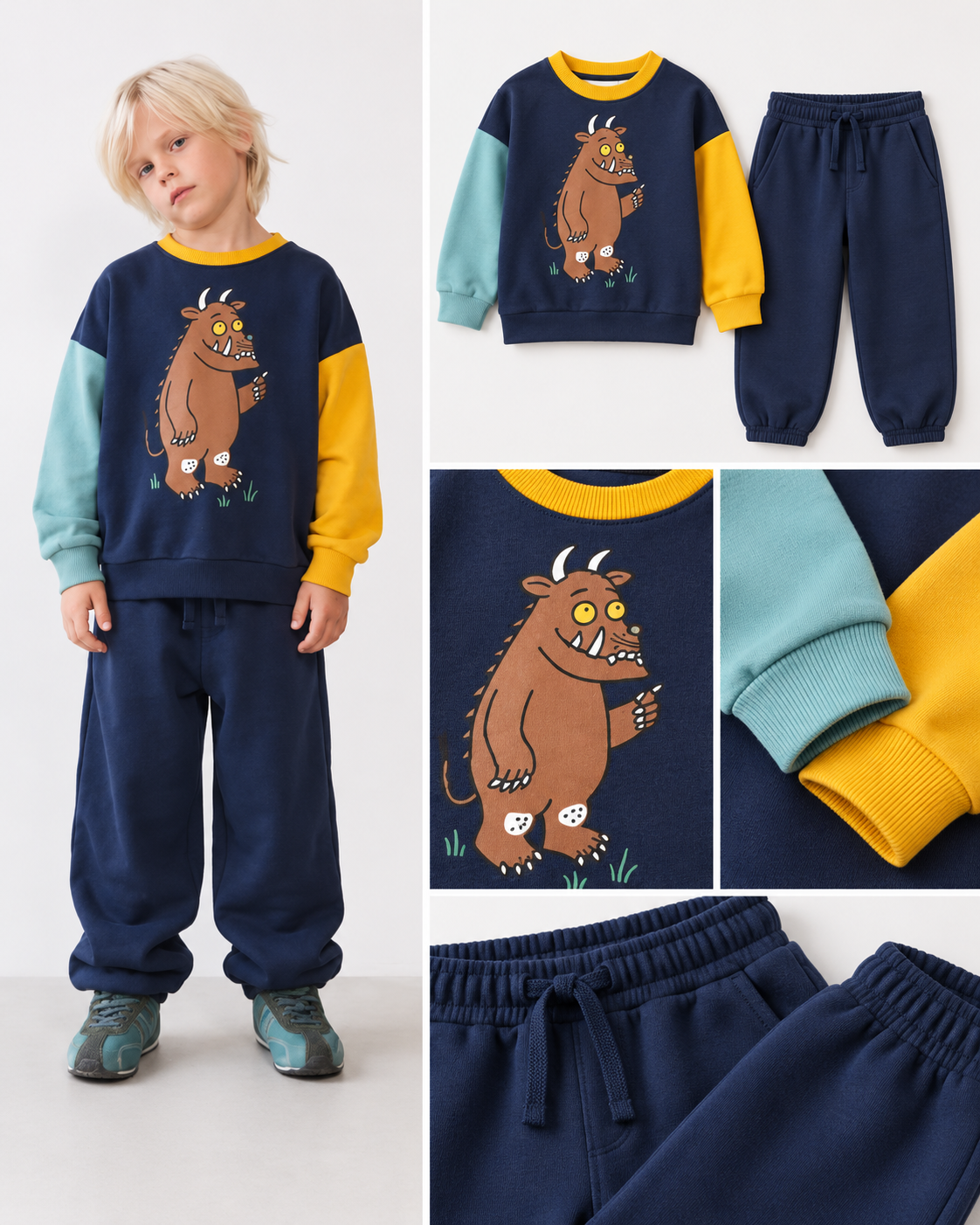 Erkek Çocuk  Baskılı  Sweatshirt Eşofman Takımı Pamuklu [Renk: Standart]