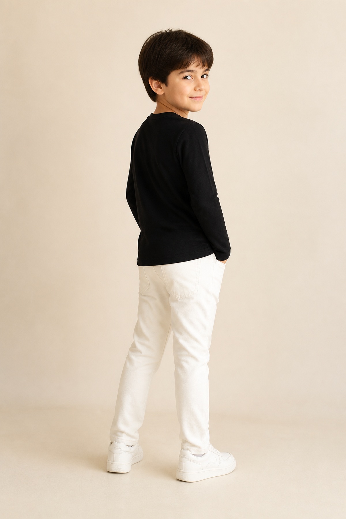 Düz Siyah Pamuklu Basic Uzun Kol Unisex [Renk: Siyah]