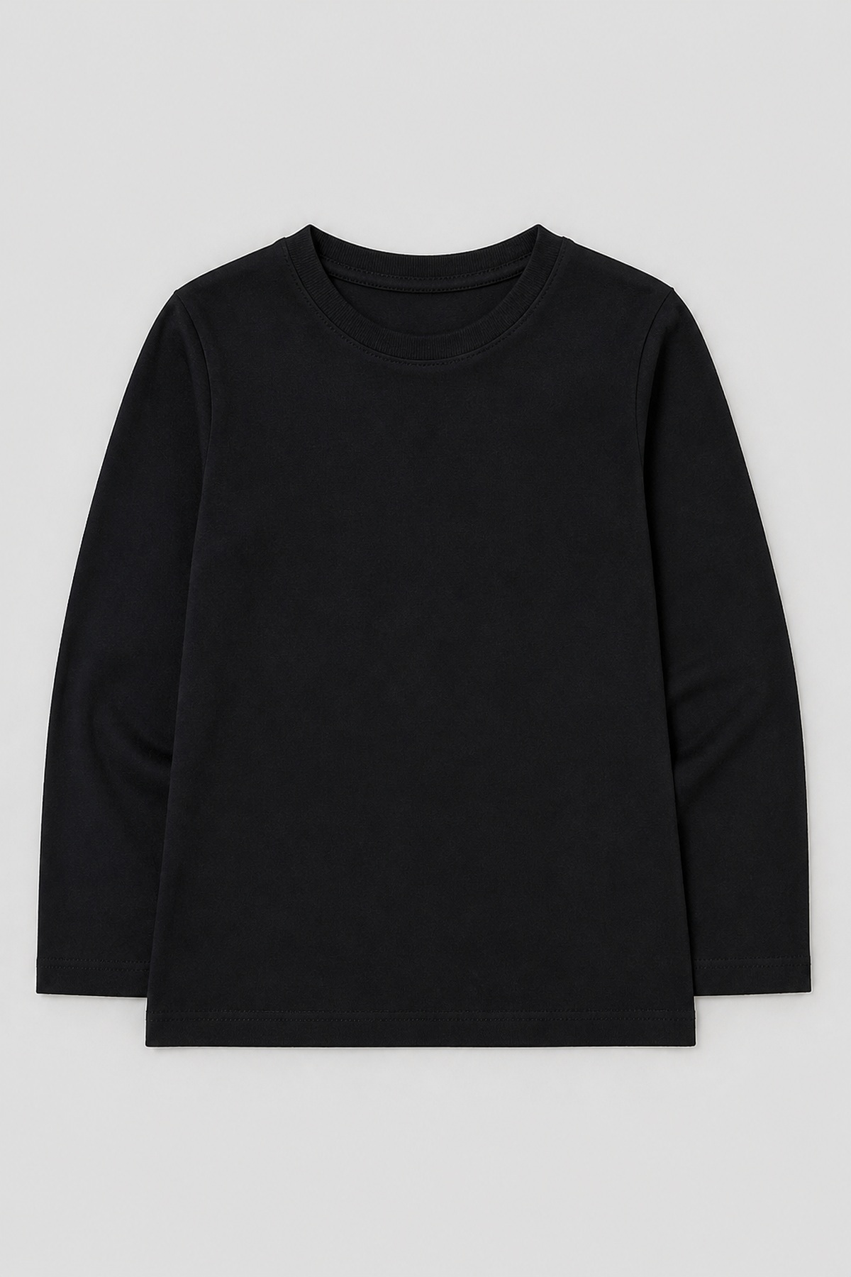 Düz Siyah Pamuklu Basic Uzun Kol Unisex [Renk: Siyah]