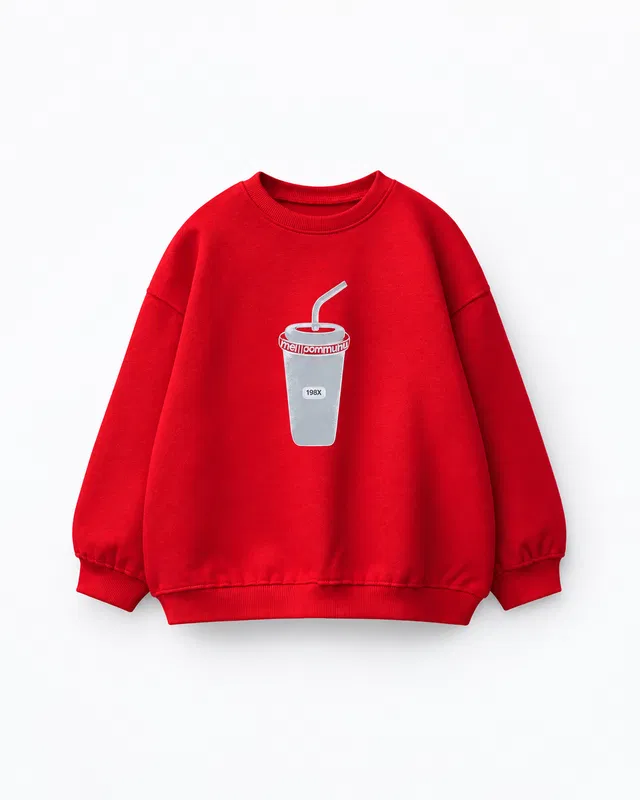 Baskı Detaylı Çocuk Sweatshirt Kırmızı [Renk: Kırmızı]
