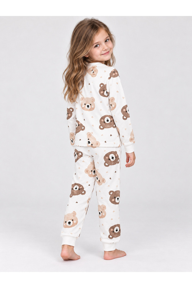 Kız Erkek Sevimli Desenli Çocuk Pijama Takımı [Renk: Beyaz]