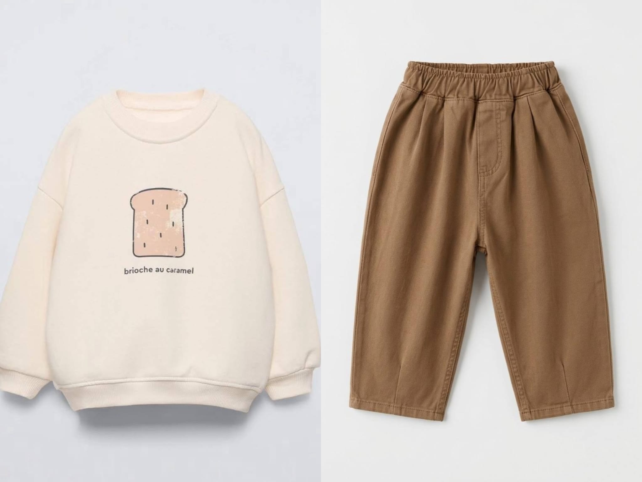Unisex Çocuk Sweatshirt Kahverengi Jean Pantolon Takım [Renk: Kahverengi]